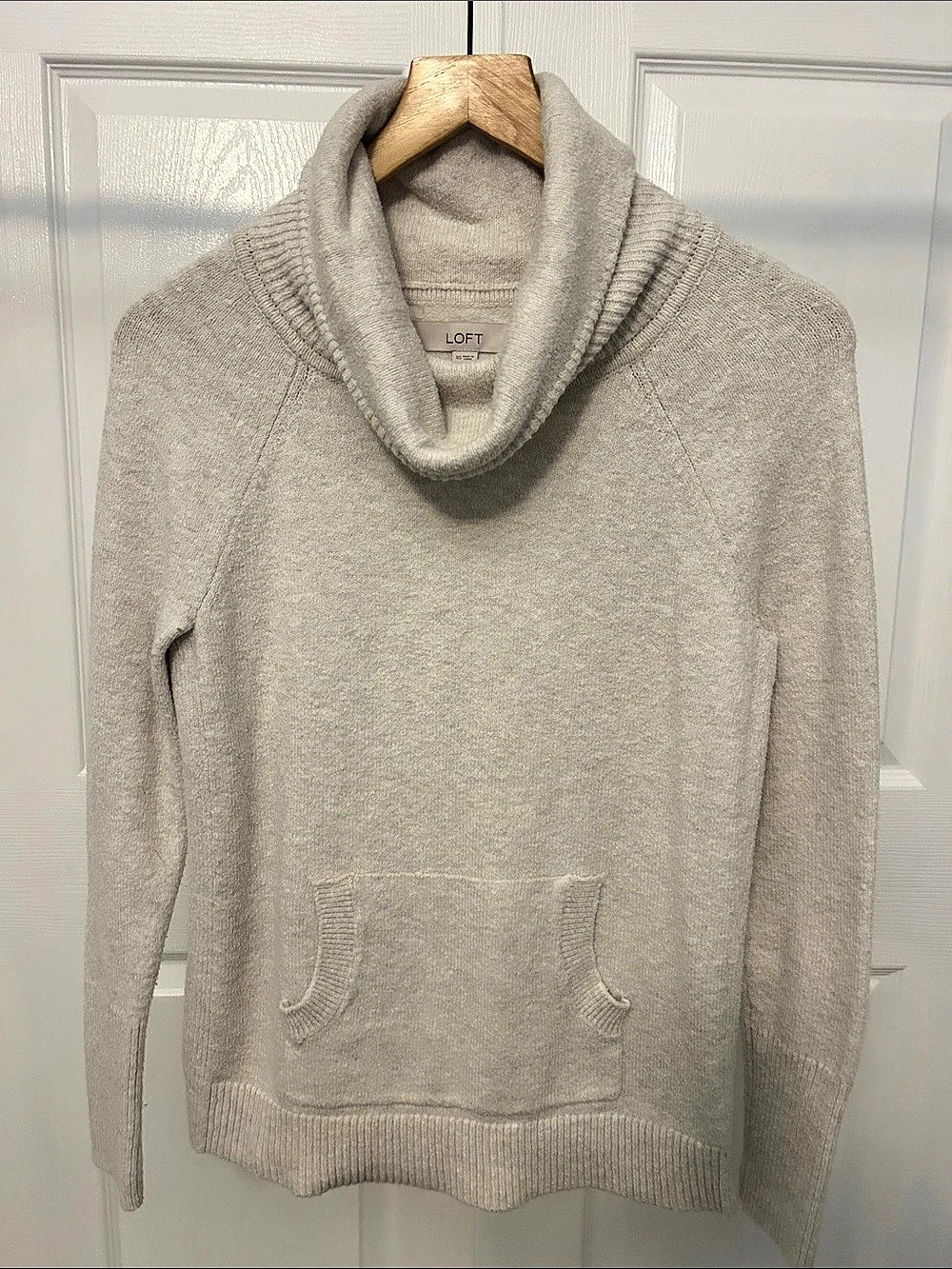 LOFT Cowl Neck Pocket Sweater Gray Size XS